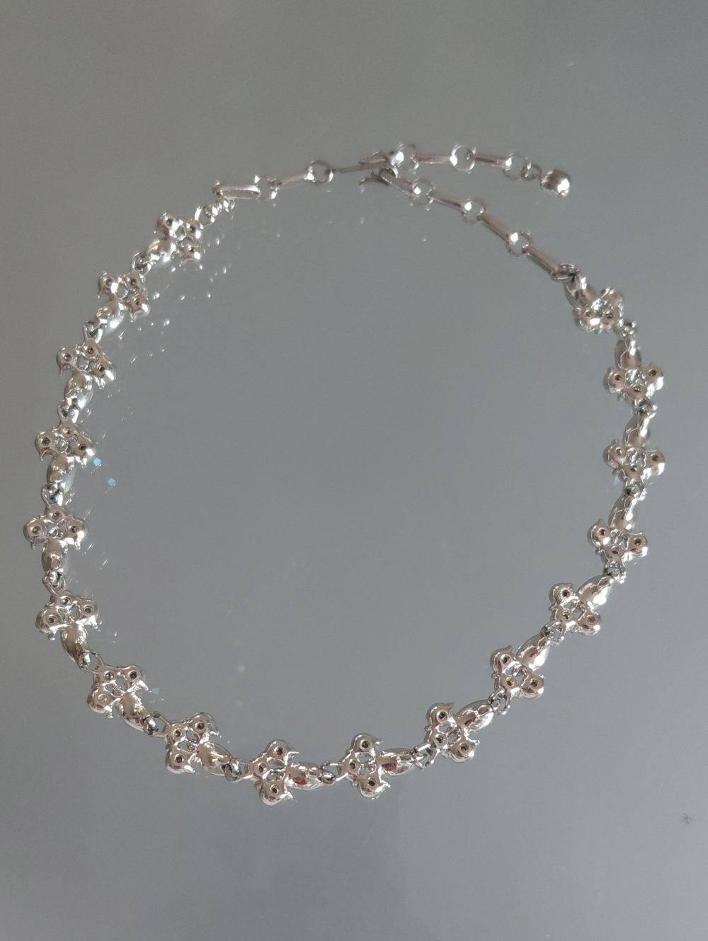 Vintage CORO Signed Aurora Borealis Rhinestone Silver Tone Necklace - Picture 4 of 8